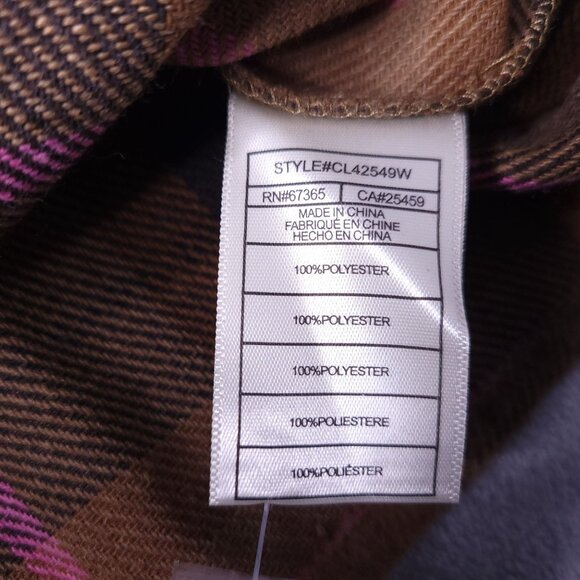 BB Dakota Steve Madden Womens Shacket XL Brown & Pink Plaid Boxy Long Sleeve - Picture 6 of 6